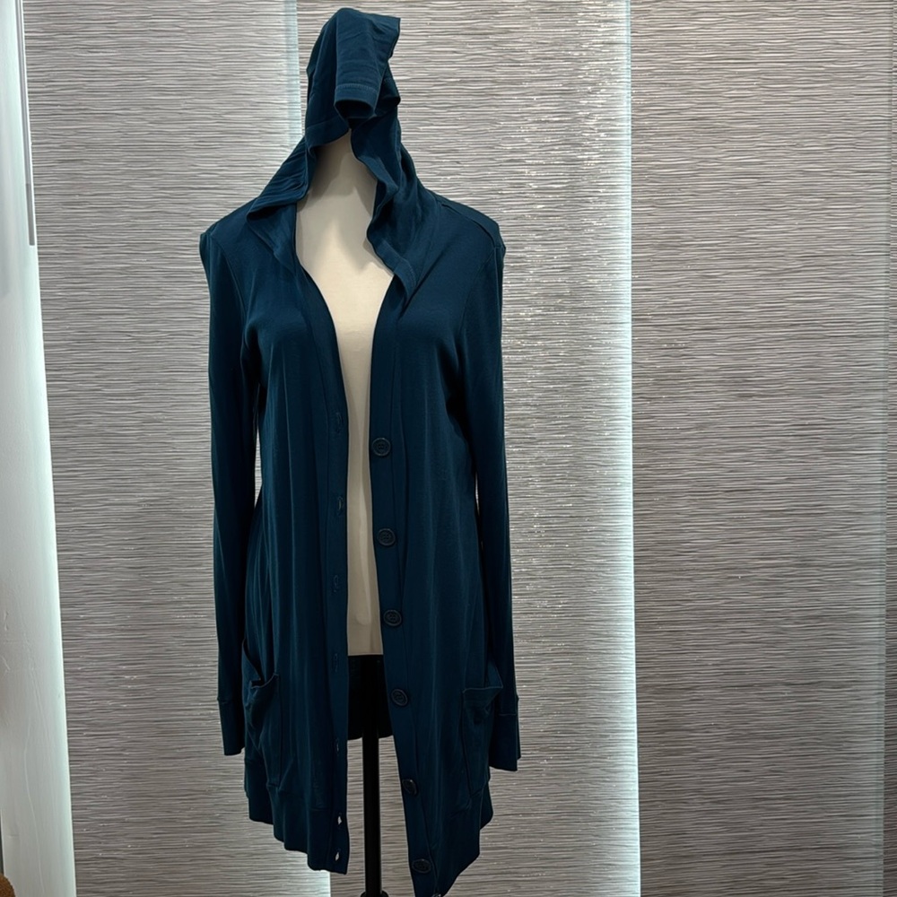 C&C California Teal Hooded Modal & Supima Cardigan Size M NWOT